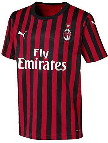 Puma Unisex Kids Ac Milan Home Replica Ss Kids with Sponsor Logo T-Shirt
