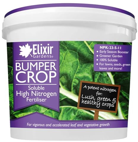 Elixir Gardens Bumper Crop High Nitrogen Fertiliser N.P.K: 23-5-11 5kg Tub | Soluble High Nitrogen Fertiliser Perfect for Brassicas, Leafy Plants & Vegetables 5kg Tub Makes 5000L of Liquid Feed