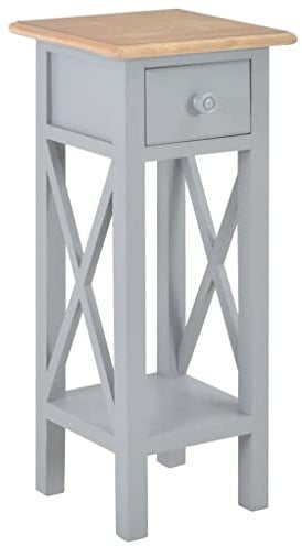 vidaXL Holz Beistelltisch mit Schublade Ablage Telefontisch Telefonkonsole Blumentisch Nachttisch Konsolentisch Konsole Ablagetisch Tisch Braun Grau