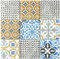 Retro Vintage Mosaik Fliese Wand Keramik creme blau orange grau matt Patchwork - MOS22B-1406