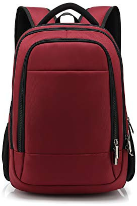 FANDARE Unisex Laptop Backpack Business Travel Daypack with USB Earphone Port College Computer School Bag Knapsack for Women Men Outdoor Campus Pack Waterproof Polyester Red