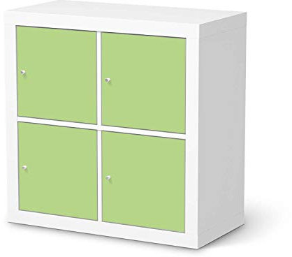 Möbel-Folie passend für IKEA Kallax Regal 4 Türen I Möbeldekoration - Möbel-Sticker Aufkleber Folie I Deko Wohnung für Wohnzimmer, Schlafzimmer - Design: Hellgrün Light