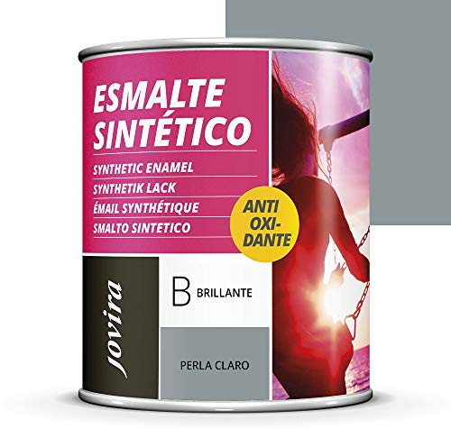 JOVIRA PINTURAS Esmalte Sintético Antioxidante. Esmalte directo sobre oxido. Para la protección y decoración de superficies de madera, hierro y acero. Brillante (750 Mililitros, Perla Claro)