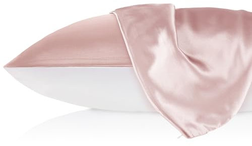 LILYSILK 1PC Silk Pillowcase for Hair and Skin, 19 Momme 100% Mulberry Silk with Cotton Underside, Soft Hypoallergenic Silk Bed Pillow Case with Hidden Zipper Bag Package(Standard 50x75cm, Rosy Pink)