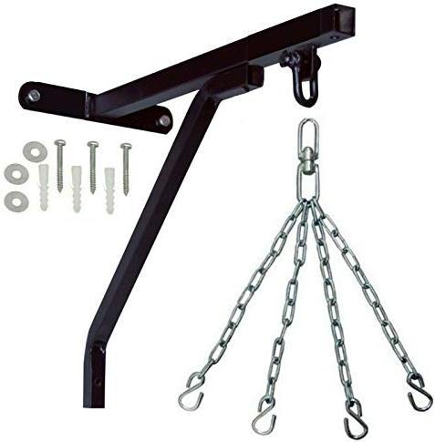 Islero Fitness Boxing Punch Bag Hanging Wall Bracket Mount Steel Chain D-Shackle Swivel Indoor Gym Punching Bag Holding Stand Set MMA UFC (Double)