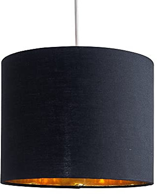 MiniSun | Small Modern Black and Gold Drum Light Shade | Pendant Lights, Home Décor & Improvement Essential