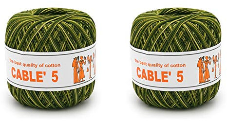 Numero 2 Gomitoli CABLE’ 5 SFUMATO, 100% Puro Cotone Egitto Makò - gr.50 = mt.175 Cad.
