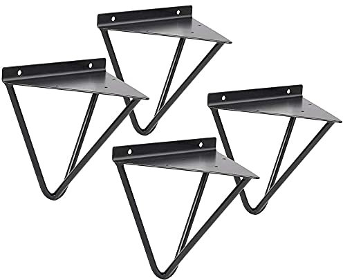 LKHG 4PCS Supports D'étagère en Épingle À Cheveux, Équerre De Fixation Triangle, Équerre pour Étagère Murale, Noir, Blanc, Or, pour Salon, Chambre À Coucher, Cuisine