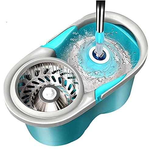 BKWJ Trapeador y Cubo con un Conjunto de escurridores, trapeadores giratorios para Limpieza por Suelo, Limpieza del Piso de la mopa de Microfibra, 46.5 * 25.6 * 25 cm / 18.3 × 10.0 × 9.8 Pulgadas