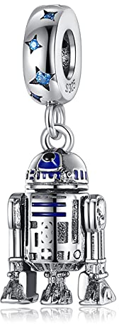 MGIUL Star Robot Dangle Charm Pendant für Armbänder Halsketten 925 Sterling Silber Anhänger Perlen Schmuck Geschenk für Frauen