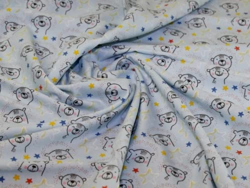 Gebürsteter Baumwoll-Flanellstoff, blau, Meterware