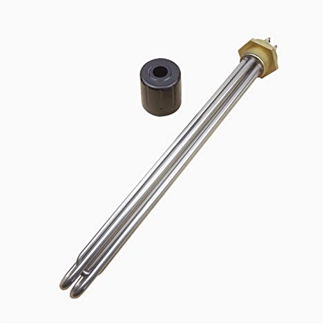 YZ-LIANG whirlpool Dryer Parts Stainless Steel 240V 3000W Tubular Water Heater Element Screw In 1 1/4 Inch BSP Electric Immersion Heater With Black Plastic Cap
