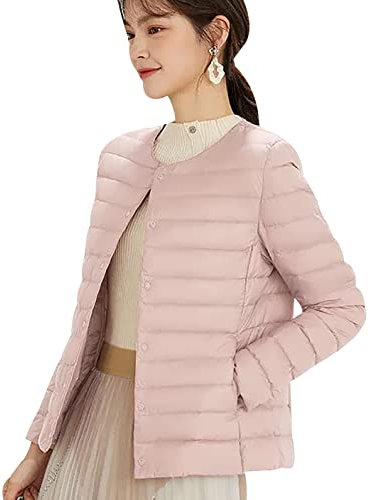 Piumino Leggero Donna Invernale Puffer Jacket Piumini Leggeri Donna Invernali Giacca Cappotto Giubbino Giacche Piumino Giubbotto Imbottito Primaverile Donna Taglie Forti Down Jacket Donna Rosa XL