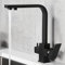 Grifos de Cocina 3 Vias Osmosis Grifo Para Bebedero Recto Negro Giratorio Latón Multifunción Grifo de Cocina