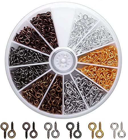 600 Stück Kleine Ösenschraube,Metall Mini Auge Schrauben Schraubösen Schraubhaken Augenschrauben Mini Durch Haken Ringschraube für DIY Handwerk Schmuckherstellung Basteln 4 x 8mm
