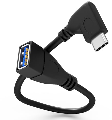 HB-DIGITAL USB-C® 3.0 Adapter USB-C Stecker auf USB-A Buchse ca.16,5cm Winkelstecker 90° OTG 5 Gbit/s SuperSpeed Kabel kompatibel mit iPhone, MacBook, iPad, Galaxy, Huawei, Redmi Note usw PVC Schwarz