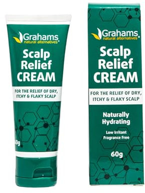 Grahams Natural Scalp Relief Cream - Seborrheic Dermatitis, Dandruff & Psoriasis Scalp Treatment - Moisturises Dry, Itchy & Flaky Scalps - Manuka Honey, Calendula, Jojoba Seed Oil (1 x 60g)