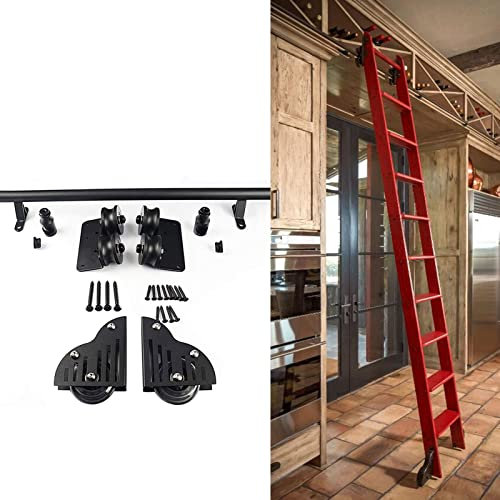 Set Di Scala Della Libreria Del Fienile Scorrevole Libreria hardware per scale mobili Kit hardware per scale scorrevoli Binario/rotaia tonda (senza scaletta) Binario per scale mobili a tubo tondo + ru