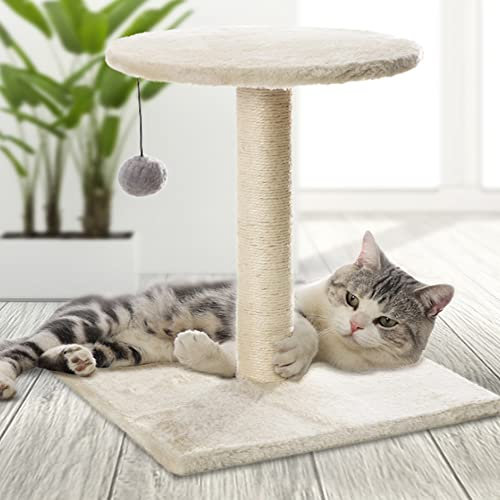 Beige Multi-Level Cat Climbing Tower with Ladder - Stable Cat Scratch Post & Play House for Kittens - Indoor Pet Activity (24 * 28 * 33cm)