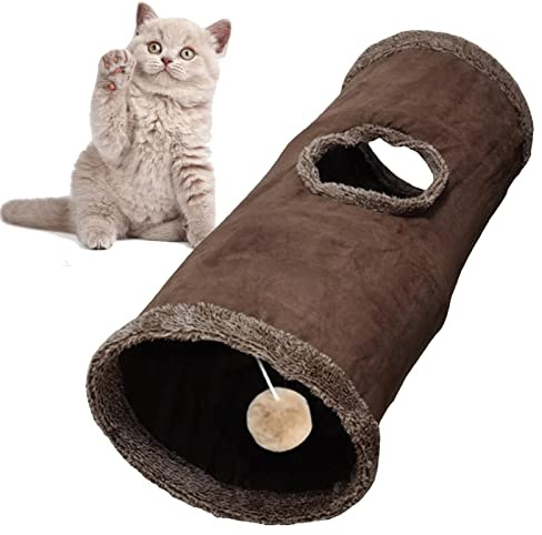 Katze Tunnel, Plüsch-Tunnelspielzeug, Katzentunnel Katze Spielzeug Faltbare Katzentunnel, Tragbares Pet Spielzeug Mit Bell Plüsch Ball Für Kätzchen