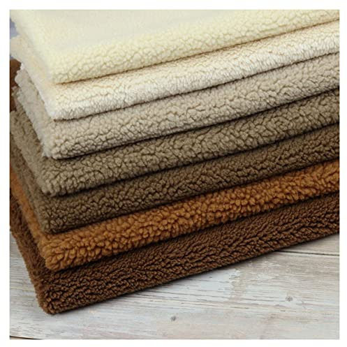 7 Farben Weiches Fleece Sherpa Kunstfell Kunstpelz Stoff Meterware 150x100cm Nicht Dehnbar für Kleidung, Näharbeiten, Spielzeug, Dekorationen(Color:Khaki)