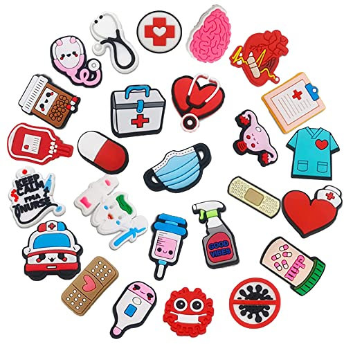 Rebanky 26 Pcs Schuh Charms Medizin Krankenschwester Schuhanstecker Nurse Schuhanhänger für Clogs Dekoration Medizinisches für Kinder Mädchen Jungen
