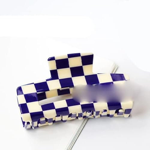 Große Multicolor Checkerboard Grid Square Halbkreis Haarspange Klaue Haar Frauen Haarschmuck-16-10,5 cm