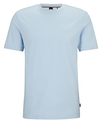 BOSS Herren Thompson 01 T-Shirt aus Baumwoll-Jersey mit Logo-Detail Hellblau XL