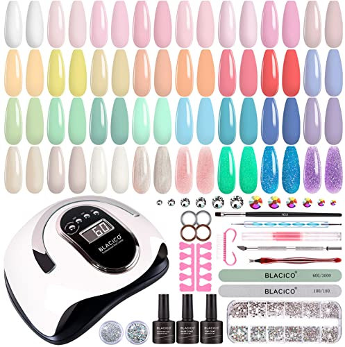 BLACICO 32 Colors Gel Nail Polish Kit with UV Light 168W Nail Dryer, No Wipe Base Top Coat Cure White Pink Green Gel Nail Polish Set, Nail Lamp, Manicure Tools, Nail Kit Gift for Women