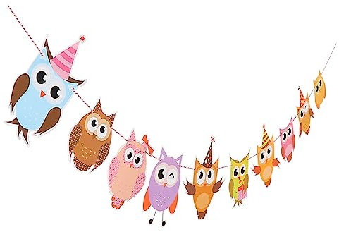 Gadpiparty Geburtstagsbanner Eule Für Kinder Eule Wimpelkette Kinder Eule Hängende Dekorationen Eule Papierbanner Eule