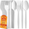 Shefa 300 White Reusable Cutlery Set - 100 Spoon, 100 Fork, 100 Knife - Reusable & Washable, Heavy Duty Cutlery, 5.7 Long Tablespoon - Ideal for Birthday, Parties, Camping, Catering