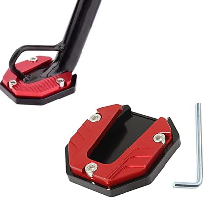 EKSMA Motorrad Zubehör Motorrad Ständer Fuß Seitenverlängerung Pad Universal, Unterstützung Stützplatte Vergrößern Ständer Seite Stehen Vergrößern Ständer Verlängerung Pad (Rot)