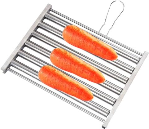 Imtrub BBQ Wurst Grillgestelle, Wurst Rolle Grill, Hot Dog Roller Edelstahl Wurstroller Rack, gleichmäßig gegarte Hot Dogs, Wurstroller Rolling Grillkorb Für Außengrill, Camping