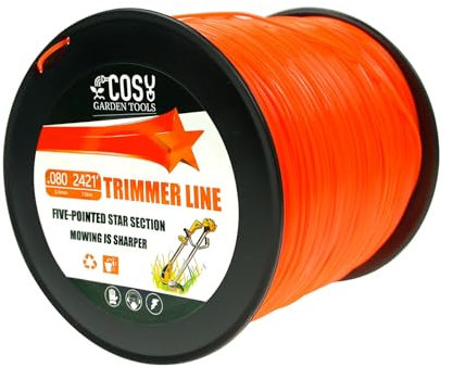 COSY GARDEN TOOLS Filo decespugliatore da 2,0mm x 738m, 2,4 kg, di Grado Commerciale, Arancione, pentagono, per la Maggior Parte dei tagliabordi, Attacco Multi-Testa