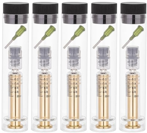 OLYCRAFT 5 Sets Wiederverwendbare Glasspritze 1ml Glas Luer Haustierspritze Mit Luer Locks Und Stumpfen Spitzen Glas Dosierspritzen Für Industrie Oder Laborflüssigkeiten Oder Haustierfütterung