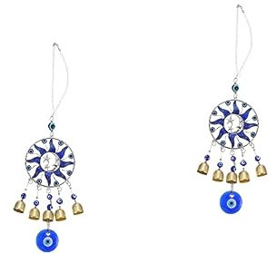 Sosoport 2pezzi Wind Bell Ceramica Con Occhio Turco Decorazione Per Casa e Giardino Campanella Vento Elegante e Rilassante