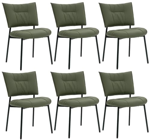 AISALL Esszimmerstühle 6er Set,Modern Küchenstuhl aus Kunstleder,Metallfüße,Polsterstühle mit Rückenlehne für Esszimmer, Küche, Wohnzimmer, Büro,Dunkelgrün