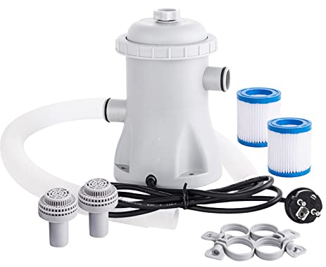 Kavolet Filterpumpe 16W Poolfilterpumpe 330 GPH Planschbecken elektrische Wasserpumpe mit 2 Poolfilterkartuschen Poolpumpe oberirdisch kleine Kartuschenfilteranlage