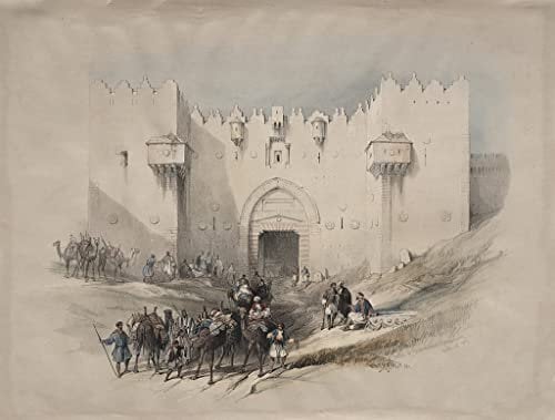 IPLUPJDY Leinwand Poster Wandbilder Poster Bilder Leinwand Poster Druck Tor von Damaskus Jerusalem von David Roberts Leinwand Wandbild für Wohnzimmer-Dekor 60x90cm