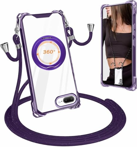 xinyunew Crossbody Lanyard Case Compatible with iPhone 7 Plus/8 Plus with Strap, Necklace Mobile Phone Cover with Compatible with MagSafe, Shockproof Phone Case for iPhone 7 Plus/8 Plus,Purple