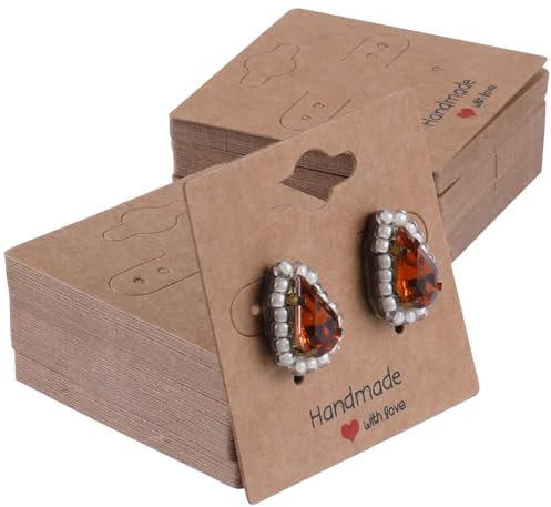 SOFPLATE 100 pièces Carte D'Affichage de Boucles D'Oreilles Cartes D'Affichage de Bijoux 1.97 pouces Carré en Carton Collier Bracelets Boucles D'Oreilles Porte Clés Porte Bijoux Cartes pour Vendre à S