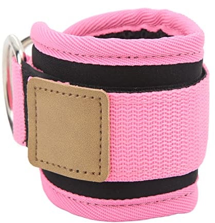 DriKou Ankle Straps For Cable Machines, Cable Kick Back Ankle Straps Iron Rubber, Ankle Strap For Cable Machine For Exercise Equipment Like Cable Machines (Pink)