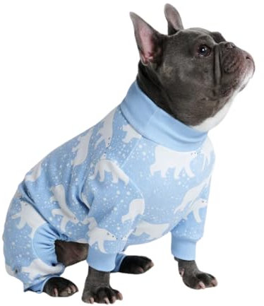 Spark Paws Hundepyjama, ultraweich und 4-Wege-Stretch, Erholungsanzug nach Operation, Schlafanzug Onesie für Kleine, Mittlere und Große Hunde - Polar Bear - L