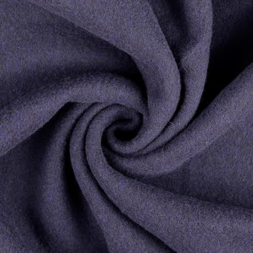 Woll Fleece aus reiner Schurwolle - Walkloden Jersey weich und dehnbar - Mulesing frei Öko-Tex Klasse 1 Bekleidungstoffe Meterware (Marine)