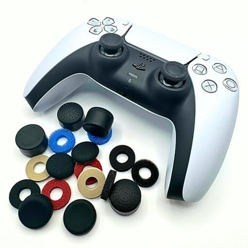 MaD Vision® Pro Gamer-Pack: Set 5 Paar (10 Stück) von Aiming/Precision Rings + 4 Paar (8 Stück) ergonomische Thumb Grips | Für Nintendo Switch Pro, PS5, PS4, Xbox Series X-S/One/360