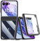 MipocleaTransparente Hülle für Motorola Razr 50 Ultra mit integriertem Displayschutz und Scharnierschutz, Luxuriöse Klare Harte PC-Beschichtung Stoßfeste Case für Motorola Razr+ 2024 (Noir)