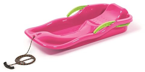 NEUSTANLO | Schneebob Race | Pink | hochwertiges Kunststoff | inkl. Zugseil und Bremshebel | ideal auch als Rodel, Bob, Schlitten oder Schneegleiter