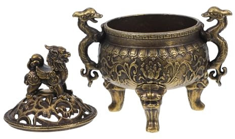 Zerodeko Kupfer Räuchergefäß Mit Deckel Dreibeiniger Räucherstäbchenhalter Mit Floralem Relief Stabiles Vintage Aromatherapie Zubehör Für Zuhause Tragbar Und Dekorativ