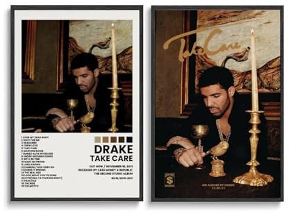 aizhimi Drake-Poster, Album, Take Care, Wandkunst, Leinwandposter, Raumdekor, 30 x 45 cm, Stil 7, 2 Stück