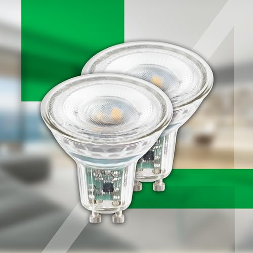 BRILONER - EEK A 2er Set LED Lampe GU10 Glas, warmweißes Licht, 4,7W, 850lm, LED Glühbirne, Leuchtmittel, Birne, Reflektor, Glühlampen, Bulb, 50x56 mm